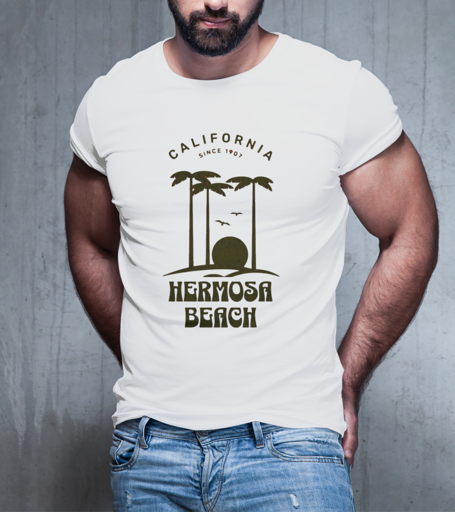 Hermosa Beach California Since 1907 Palm Trees Sunset T-Shirt