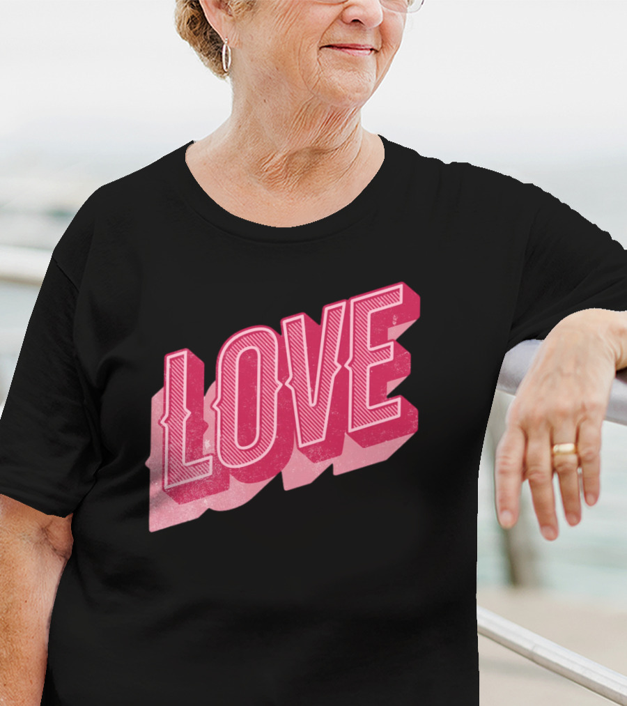 Retro Love Lettering Typography Valentines Day T-Shirt