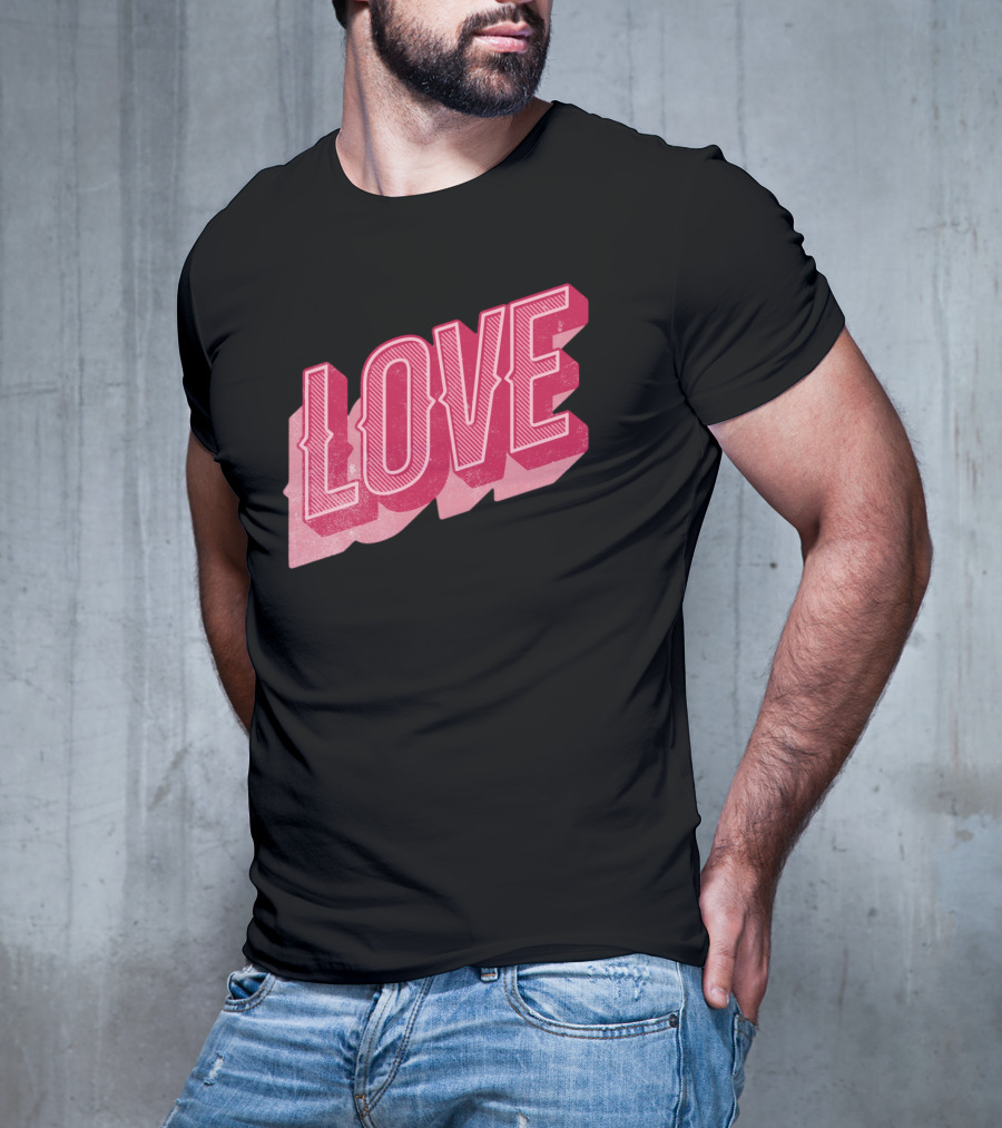 Retro Love Lettering Typography Valentines Day T-Shirt