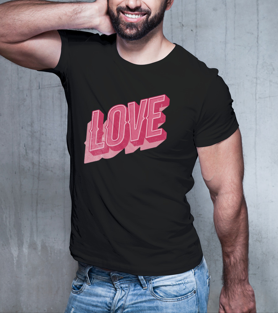 Retro Love Lettering Typography Valentines Day T-Shirt