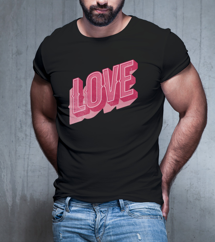 Retro Love Lettering Typography Valentines Day T-Shirt