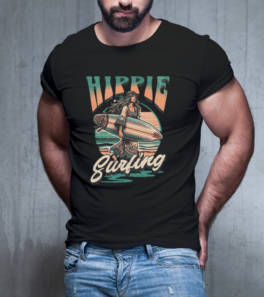 Hippie Surfing Retro Wave Sunset Vibes T-Shirt