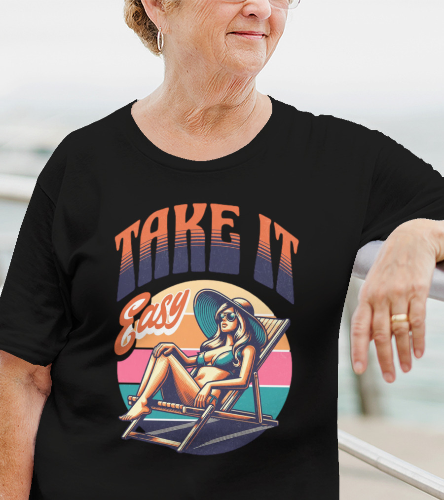 Take It Easy Summer Beach Retro Sunbathing Vibes T-Shirt