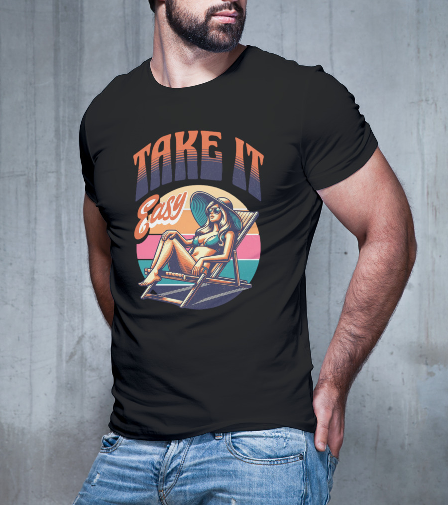 Take It Easy Summer Beach Retro Sunbathing Vibes T-Shirt