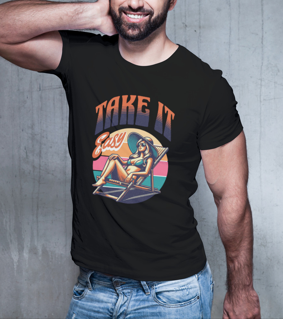 Take It Easy Summer Beach Retro Sunbathing Vibes T-Shirt