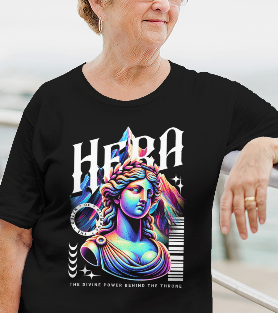 Hera Queen Of Olympus Neon Y2K The Divine Power Behind The Throne T-Shirt