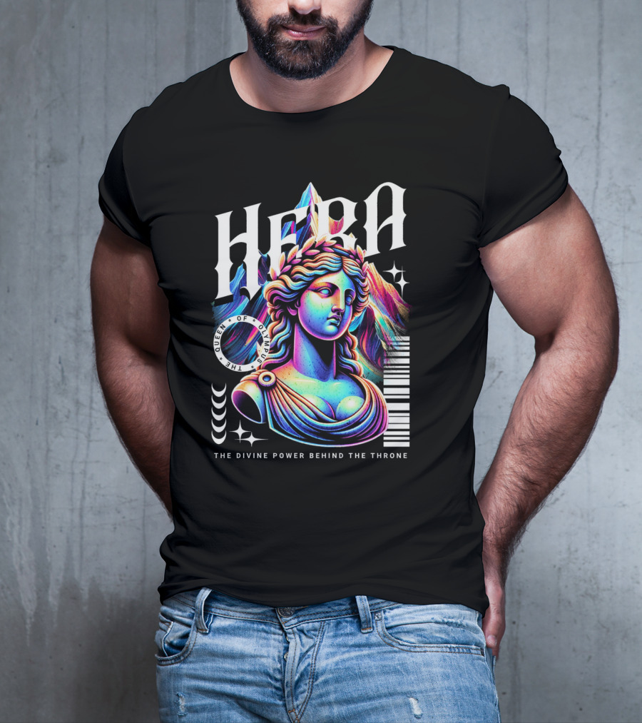 Hera Queen Of Olympus Neon Y2K The Divine Power Behind The Throne T-Shirt