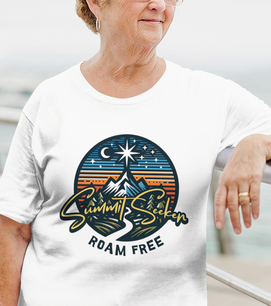 Summit Seeker Roam Free Mountain Adventure Night Sky T-Shirt