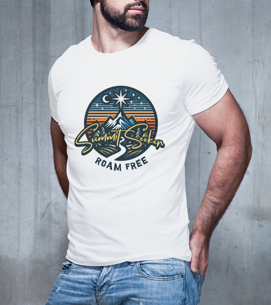 Summit Seeker Roam Free Mountain Adventure Night Sky T-Shirt