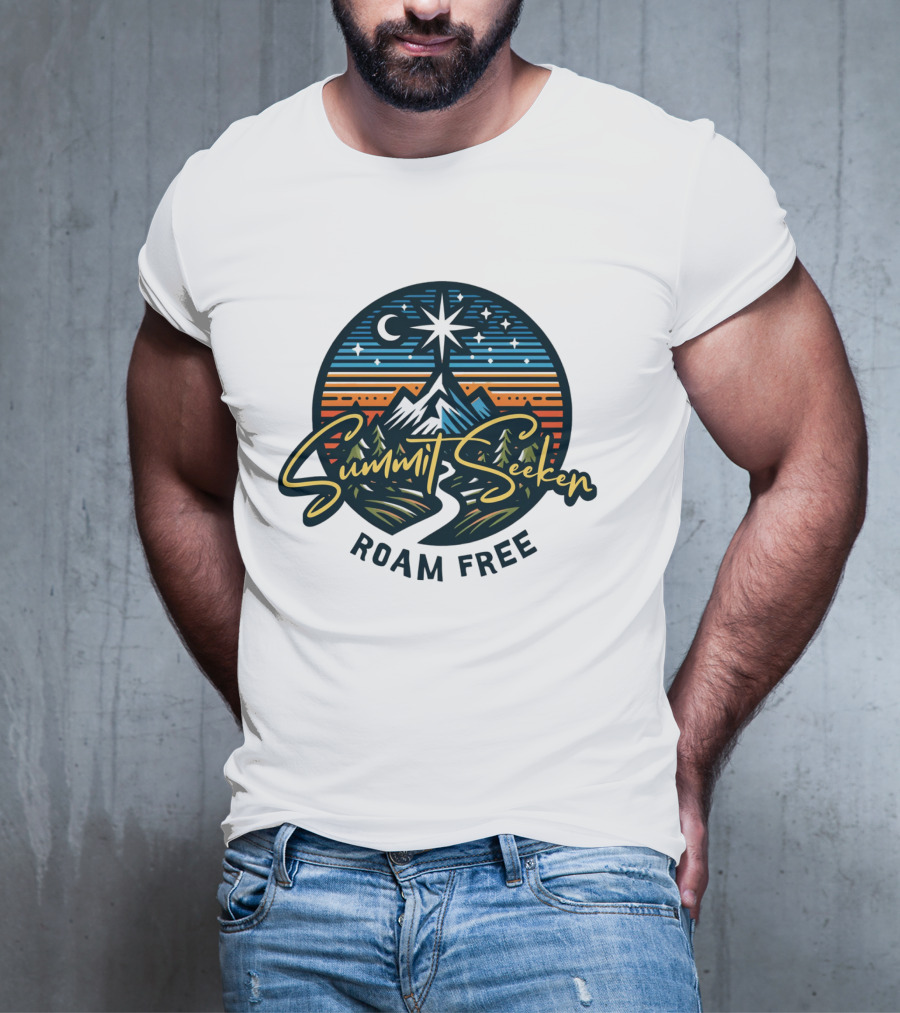 Summit Seeker Roam Free Mountain Adventure Night Sky T-Shirt