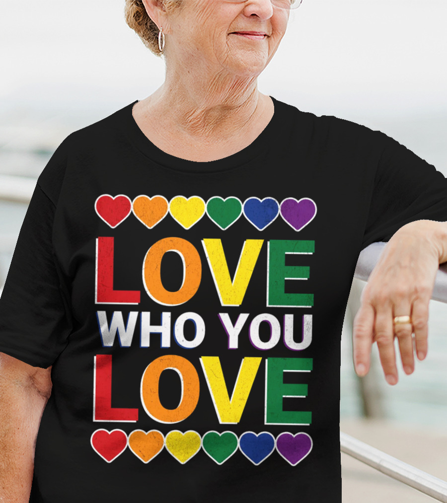 Love Who You Love Colorful Rainbow Hearts T-Shirt