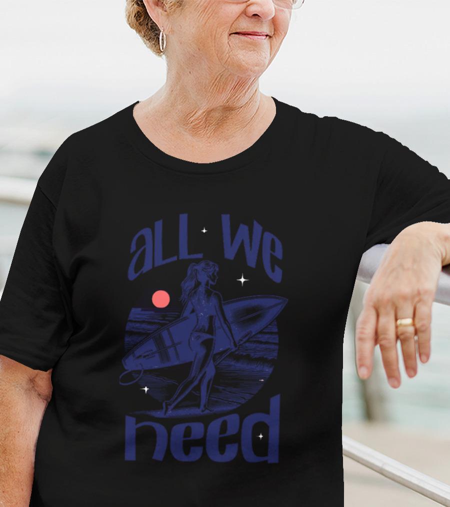 All We Need Surfer Moonlit Beach Vintage T-Shirt