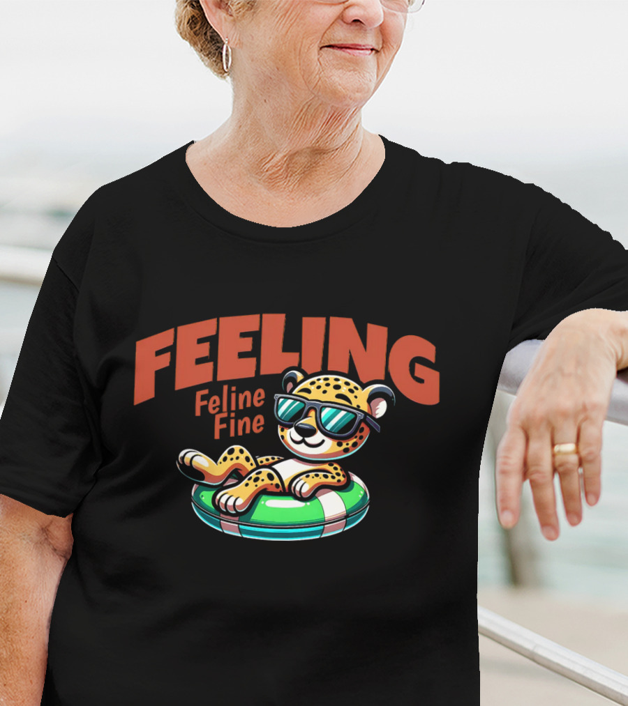 Feeling Feline Fine Leopard With Sunglasses On Pool Float T-Shirt