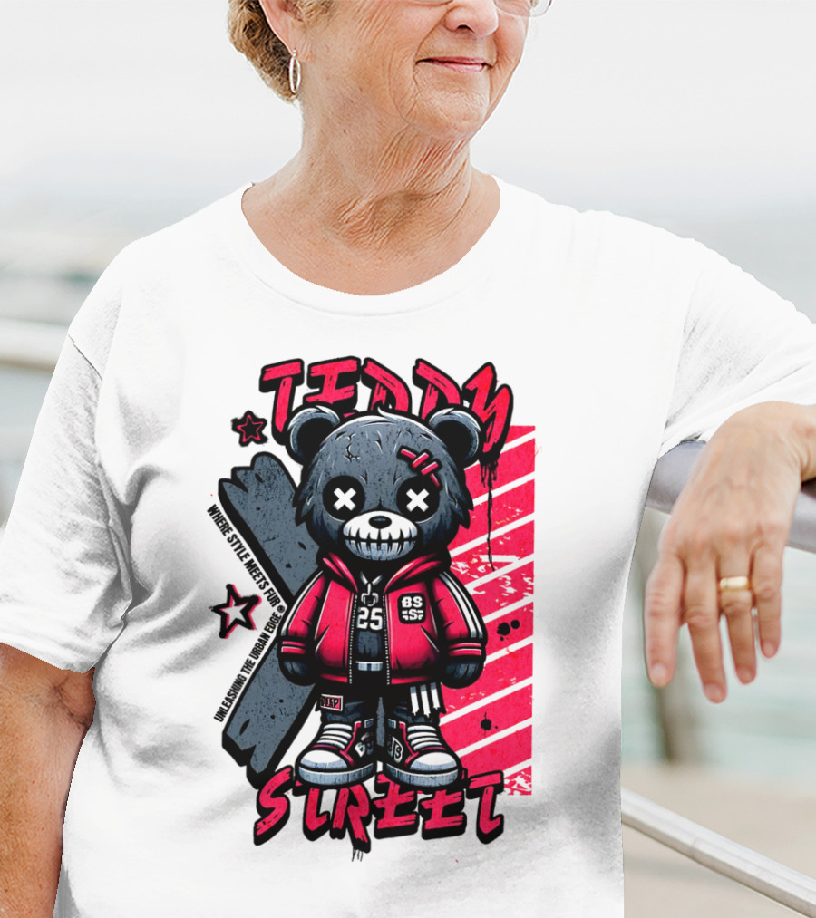 Teddy Street 85 Haunted Teddy Bea With Grunge Style Elements T-Shirt