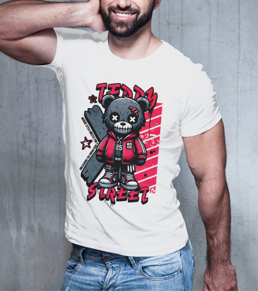 Teddy Street 85 Haunted Teddy Bea With Grunge Style Elements T-Shirt