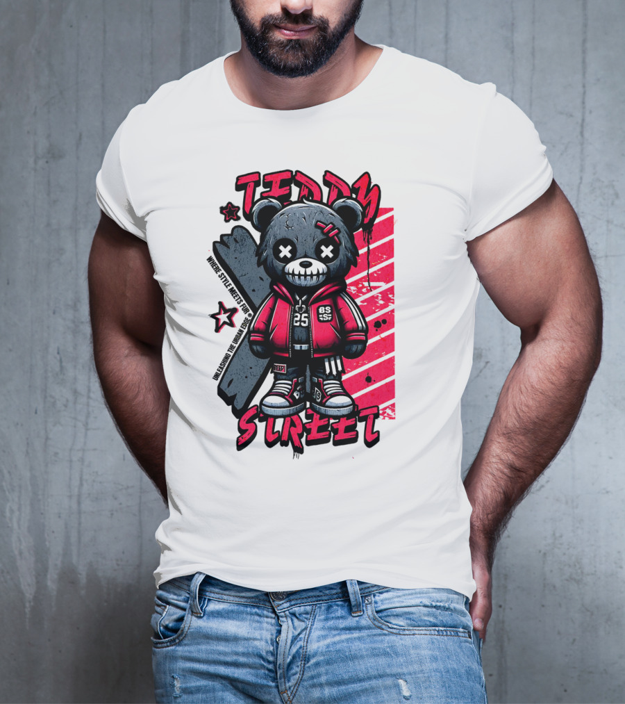 Teddy Street 85 Haunted Teddy Bea With Grunge Style Elements T-Shirt