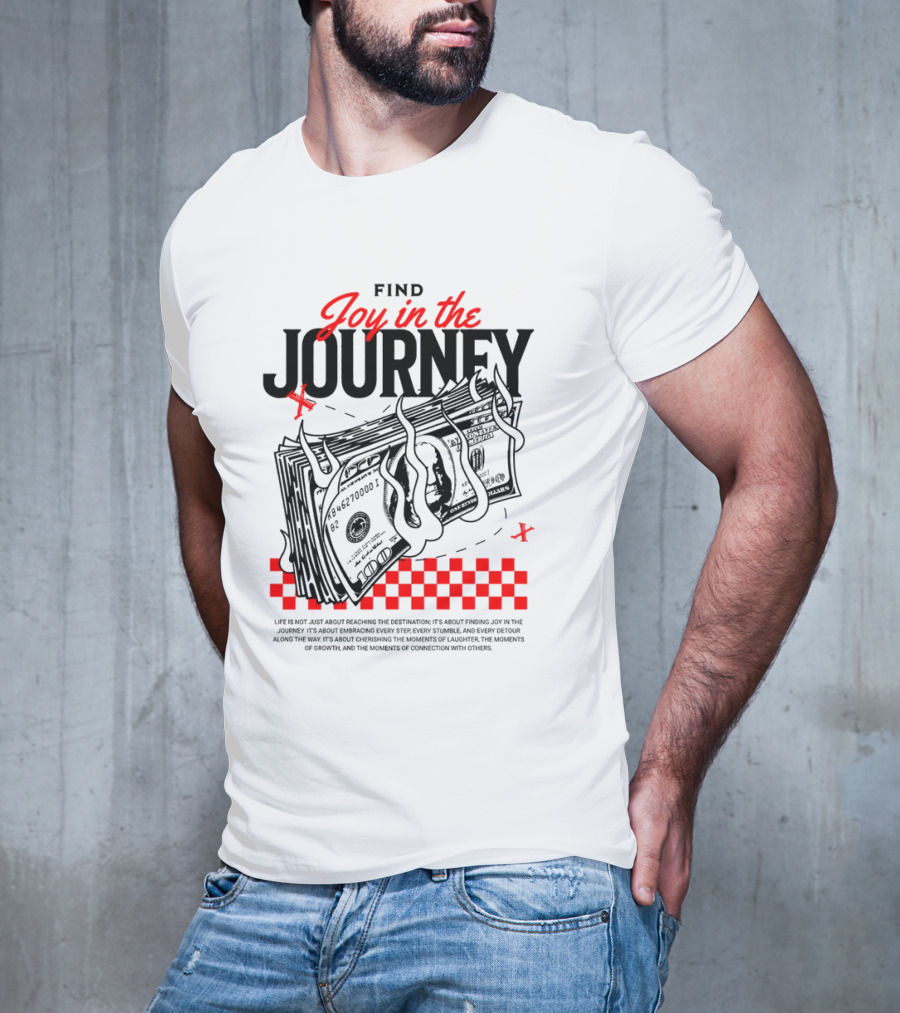 Find Joy In The Journey Dollar Bills Red Checker Elements T-Shirt