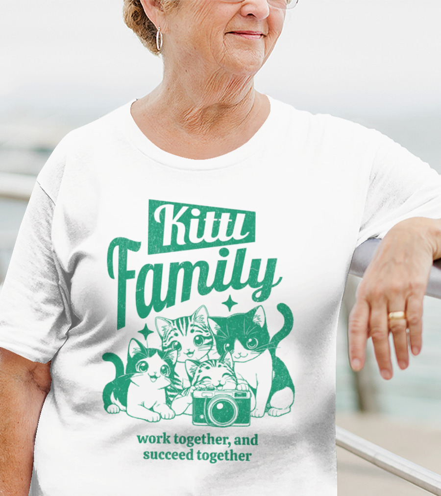 Kittl Family Work Together And Succeed Together Cats With Camera T-Shirt