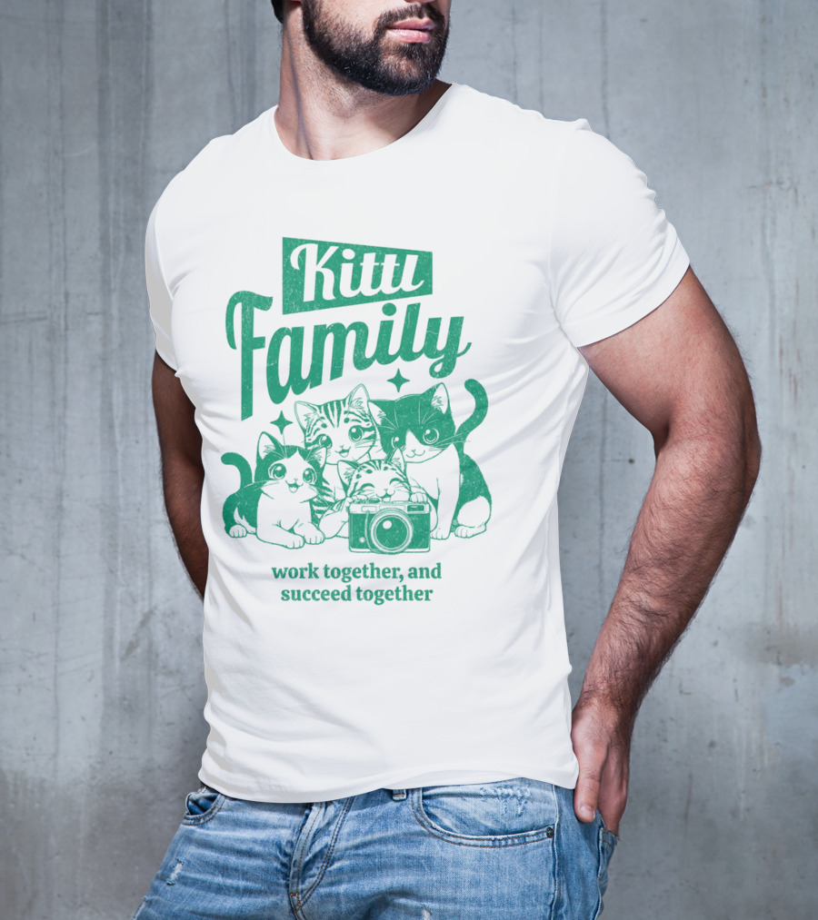 Kittl Family Work Together And Succeed Together Cats With Camera T-Shirt
