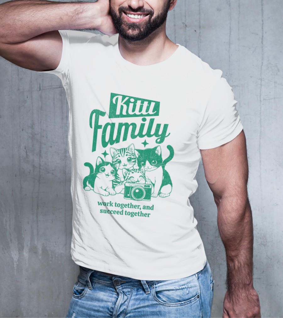 Kittl Family Work Together And Succeed Together Cats With Camera T-Shirt