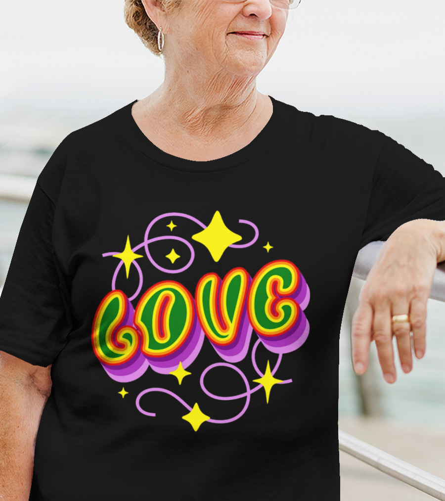 LOVE Stars And Swirls 70's T-Shirt