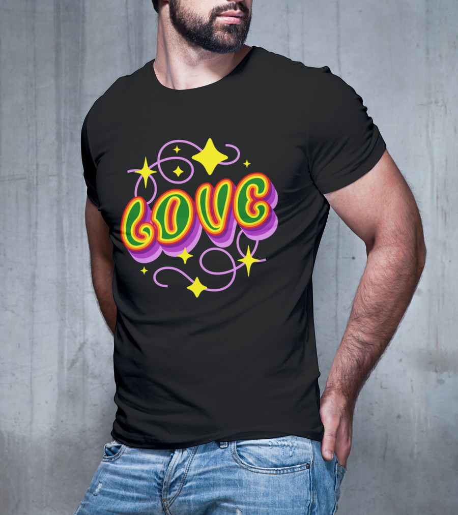 LOVE Stars And Swirls 70's T-Shirt