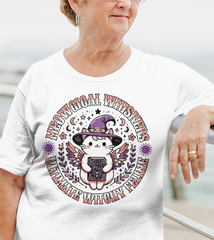 Meowgical Whiskers Ultimate Witchy Feline Spells Cute Halloween Cat T-Shirt