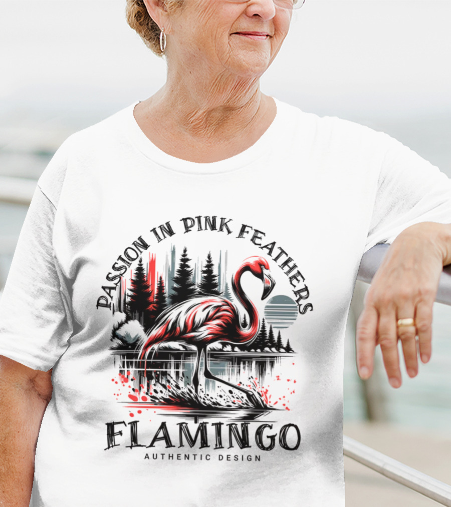 Passion In Pink Feathers Flamingo Authentic T-Shirt