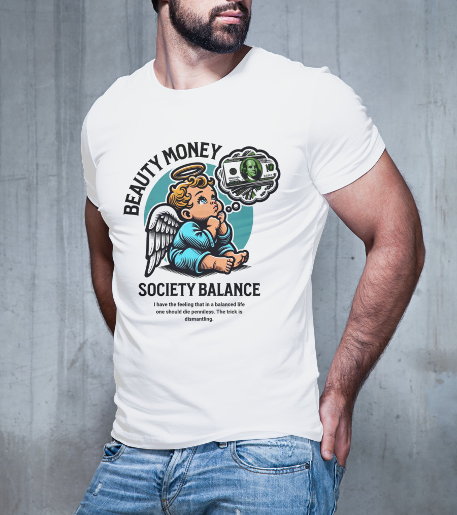 BEAUTY MONEY SOCIETY BALANCE Angel Dreaming Dollar Halo T-Shirt