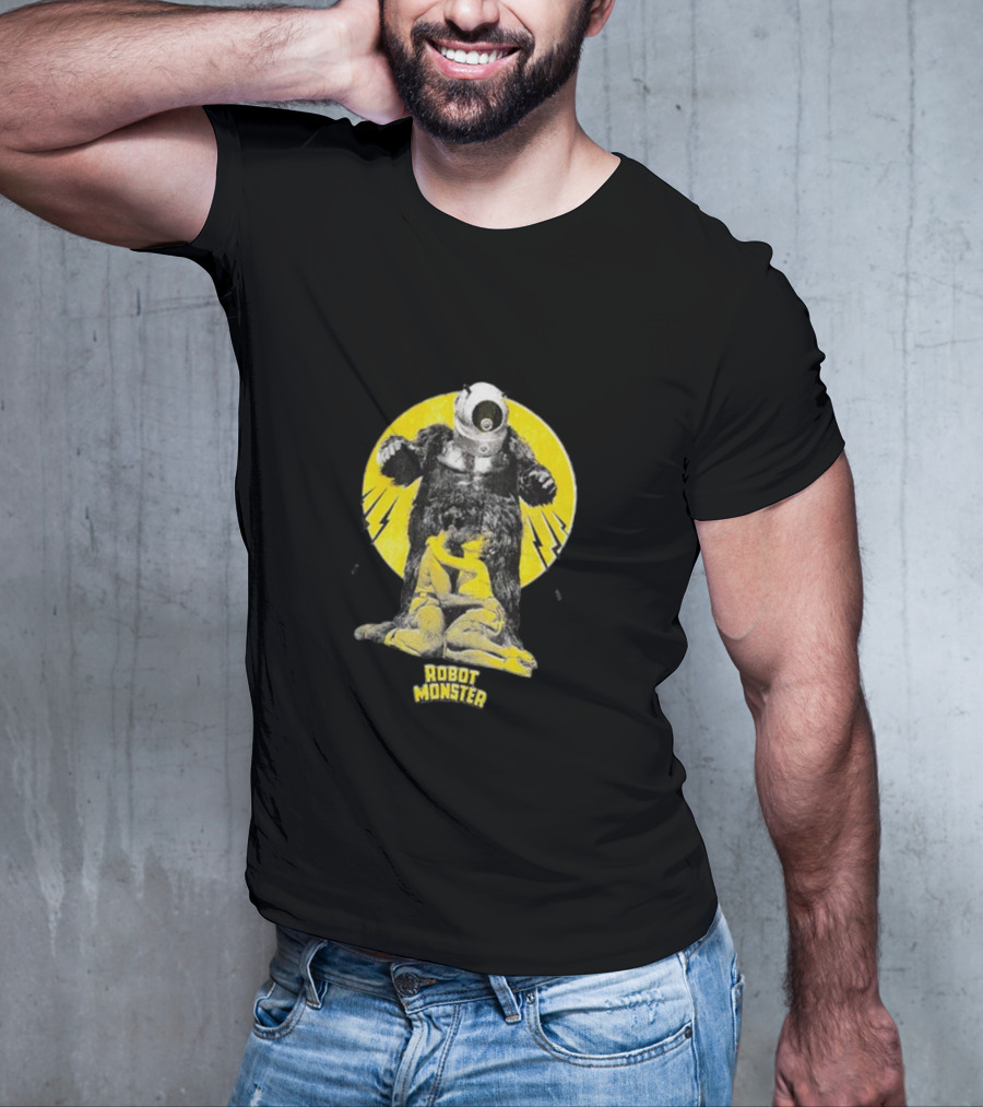 Robot Monster Vintage Retro Sci-Fi Creature Scene T-Shirt