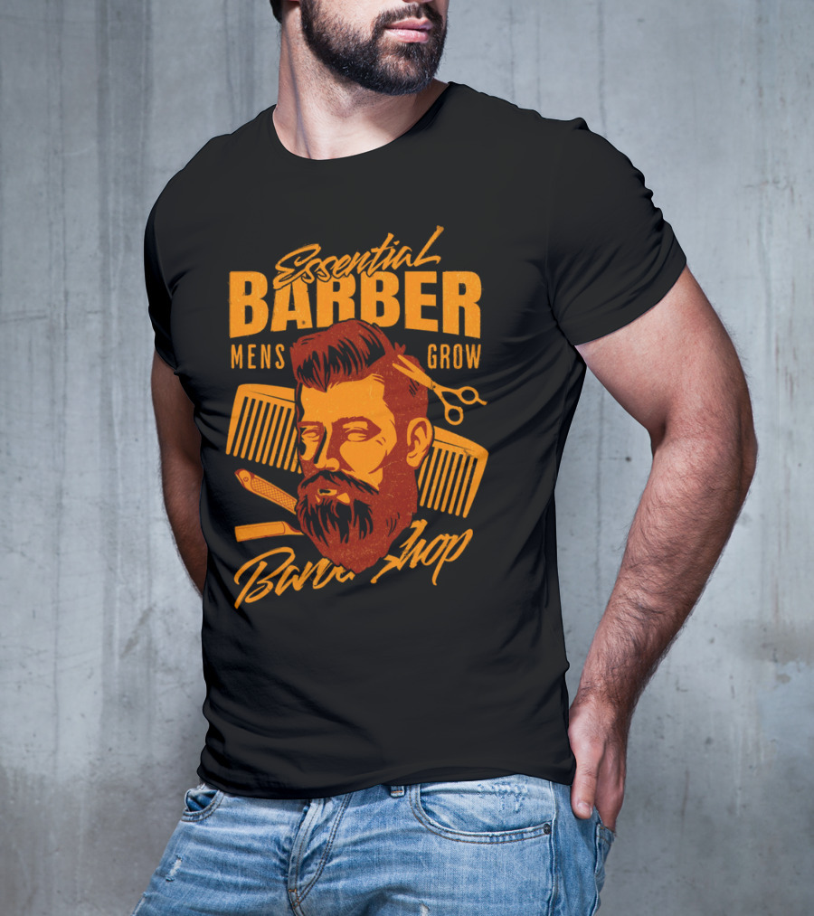 Essential Barber Mens Grow Barber Shop T-Shirt