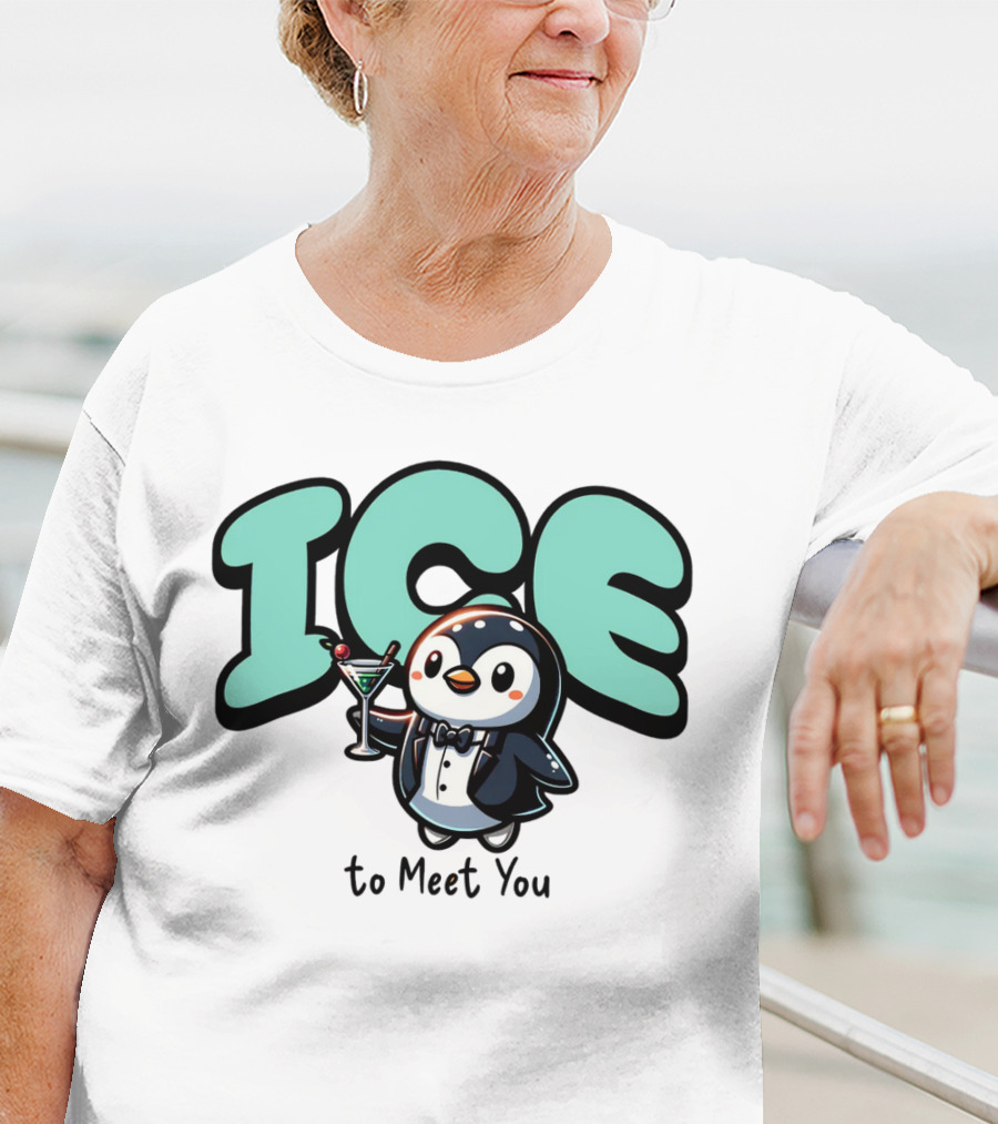 ICE To Meet You Penguin Martini Charm T-Shirt