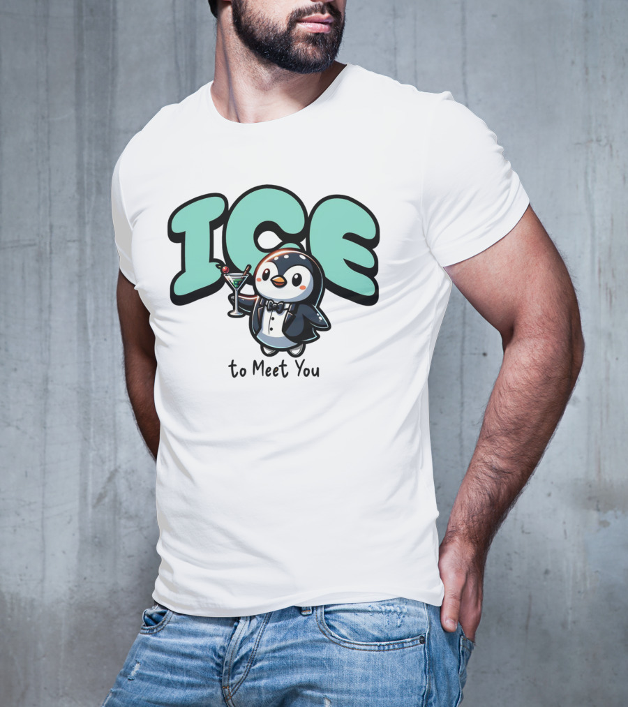 ICE To Meet You Penguin Martini Charm T-Shirt