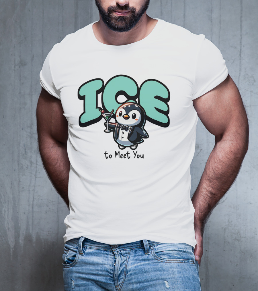 ICE To Meet You Penguin Martini Charm T-Shirt
