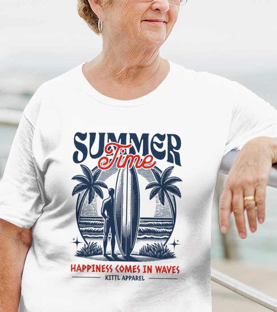 Summer Time Happiness Comes In Waves Kittl T-Shirt