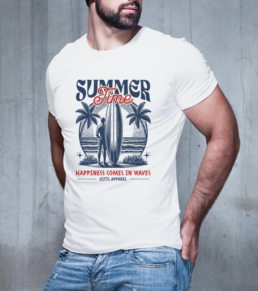 Summer Time Happiness Comes In Waves Kittl T-Shirt