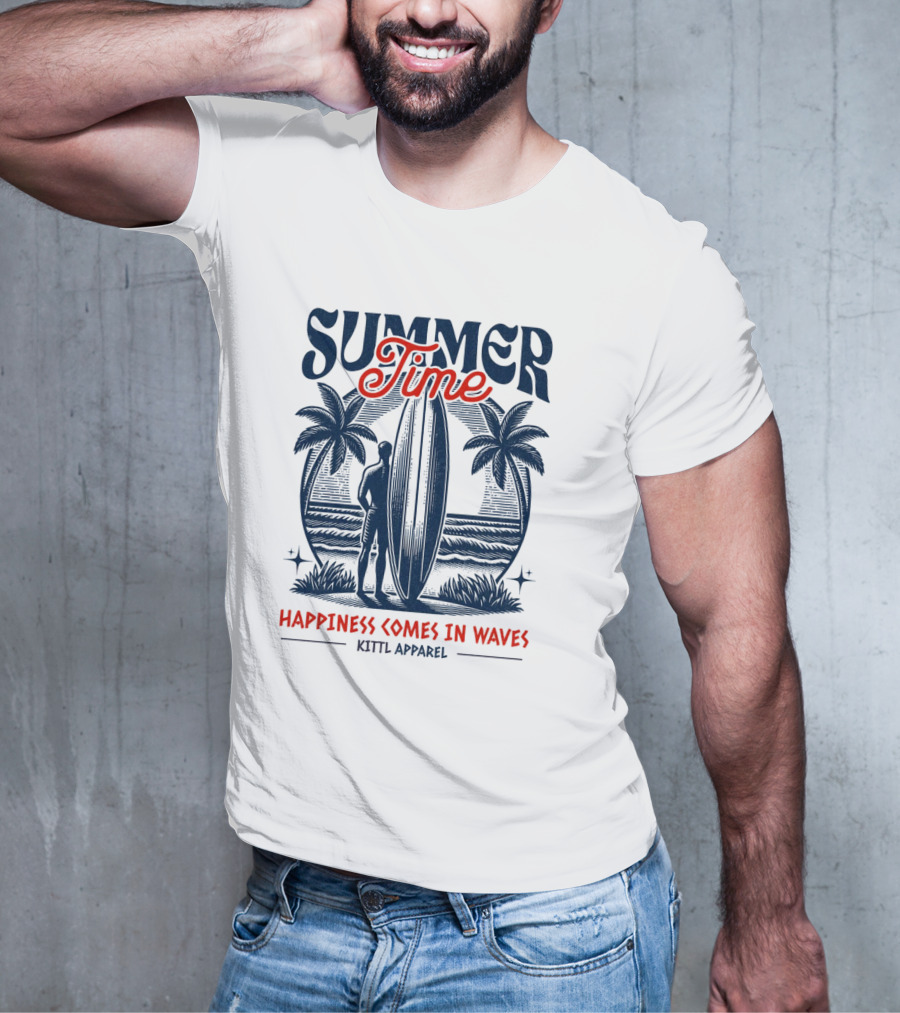 Summer Time Happiness Comes In Waves Kittl T-Shirt