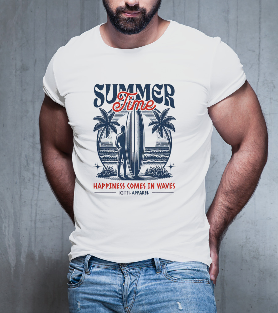 Summer Time Happiness Comes In Waves Kittl T-Shirt
