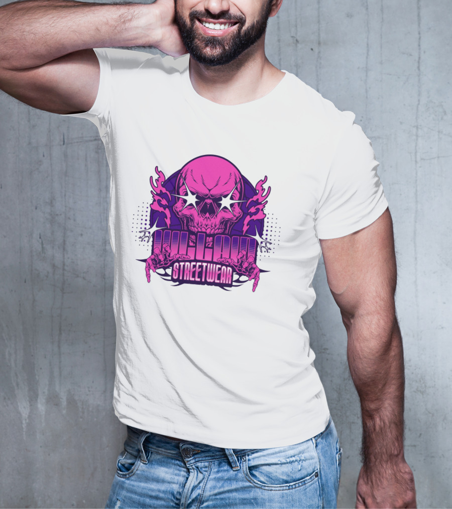 Villain Streetwear Skull Flames Urban Gothic Aesthetic T-Shirt