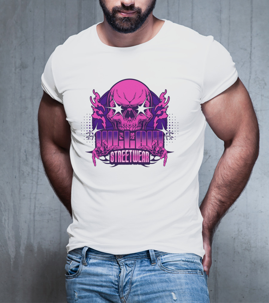 Villain Streetwear Skull Flames Urban Gothic Aesthetic T-Shirt