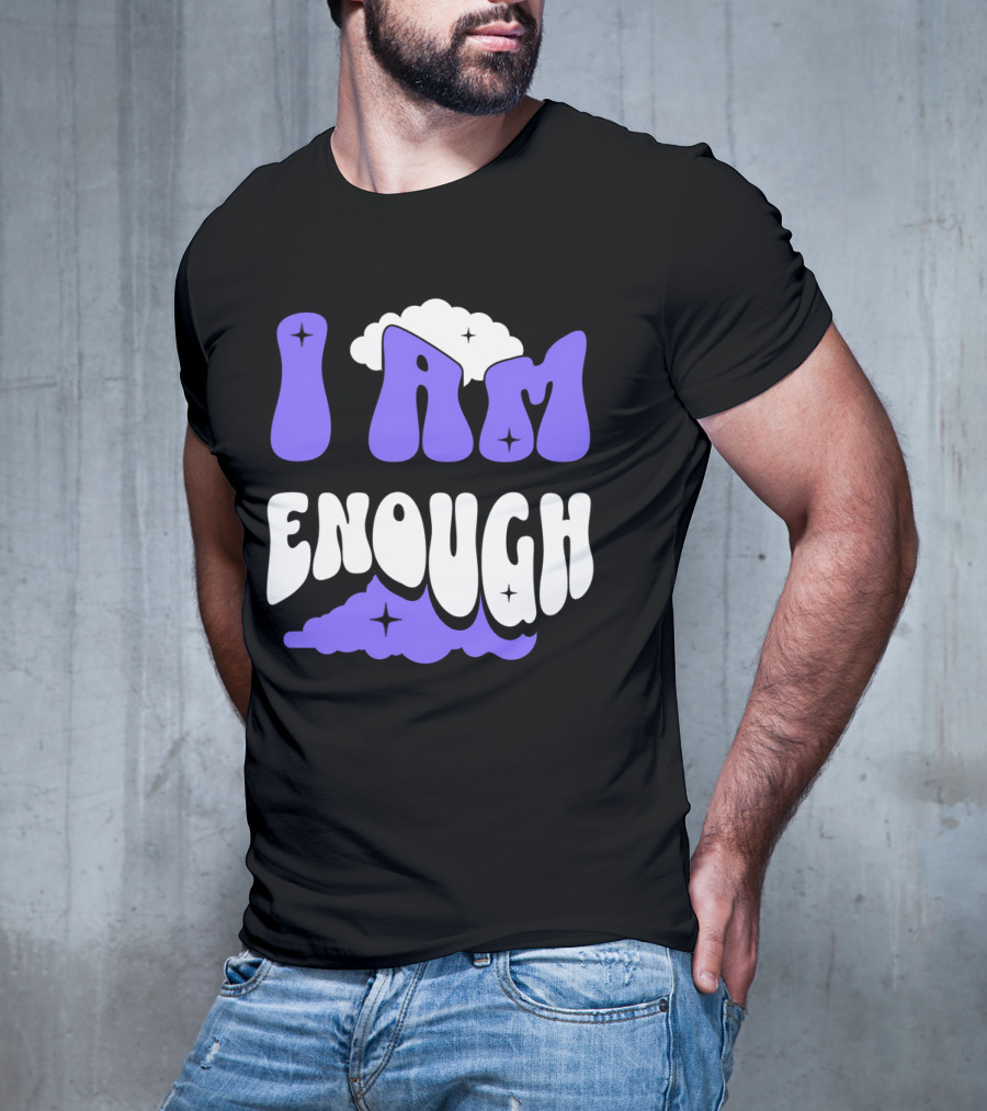 I Am Enough Groovy Cloud And Stars T-Shirt