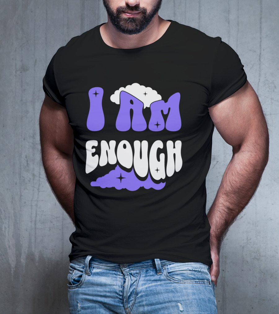 I Am Enough Groovy Cloud And Stars T-Shirt
