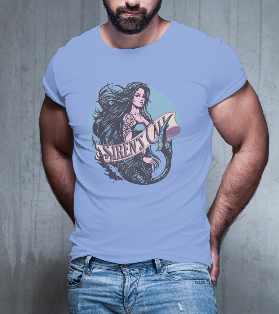Siren's Call Mermaid Tattoo Ocean Waves T-Shirt