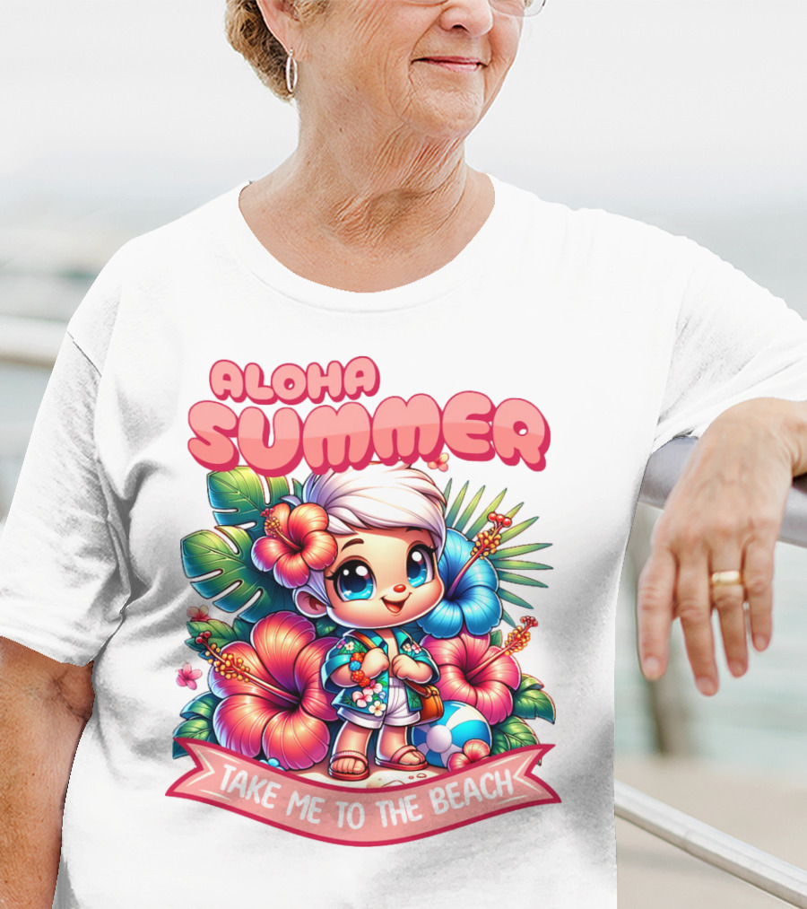 Aloha Summer Take Me To The Beach Hawaiian Tropical Cartoon T-Shirt