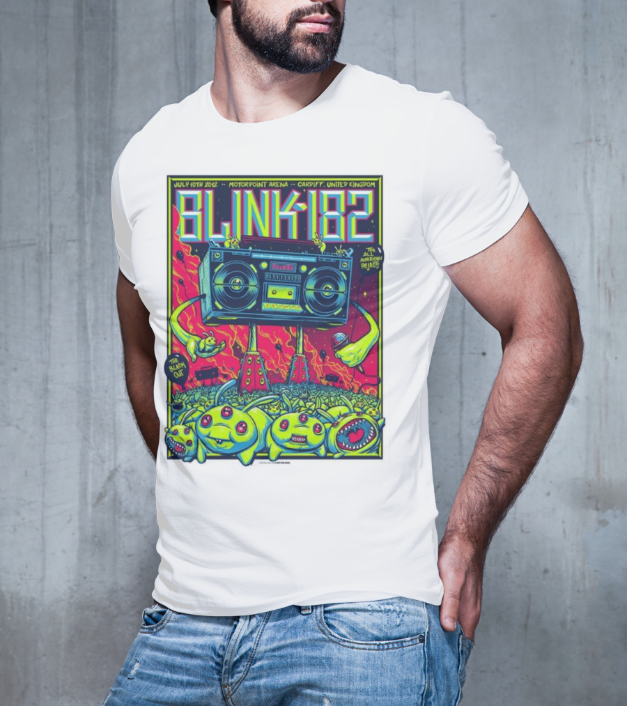 Blink-182 July 10th 2012 Motorpoint Arena Cardiff United Kingdom Boombox Alien Creature T-Shirt