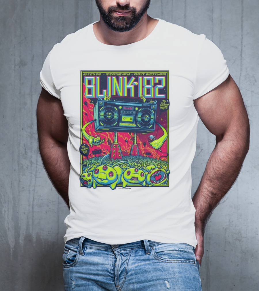 Blink-182 July 10th 2012 Motorpoint Arena Cardiff United Kingdom Boombox Alien Creature T-Shirt