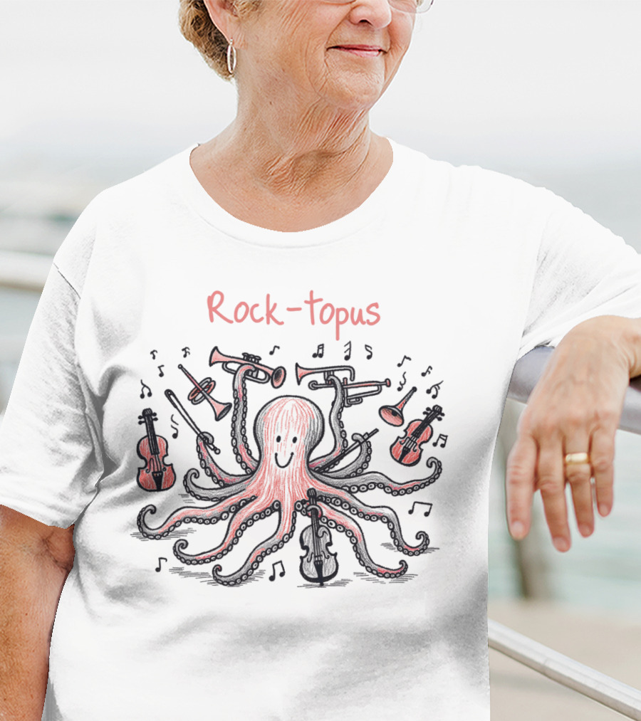 Rock-Topus Musical Octopus With Instruments And Notes T-Shirt
