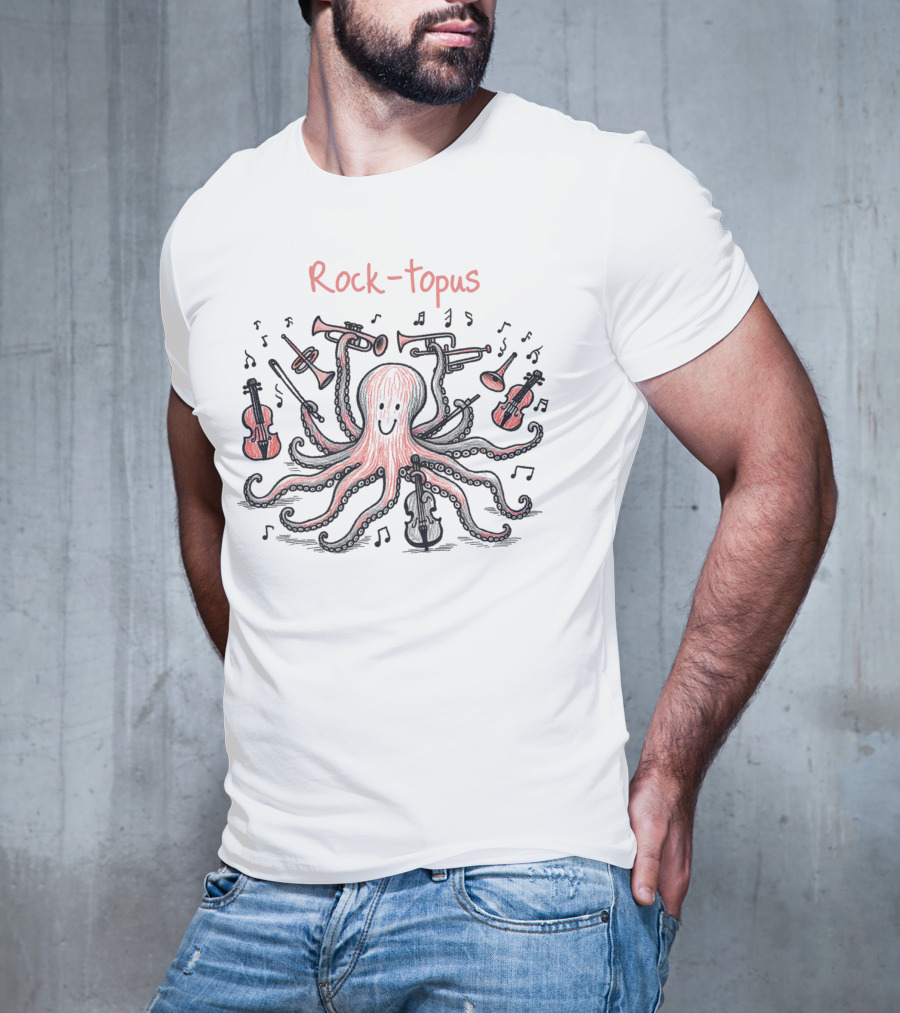 Rock-Topus Musical Octopus With Instruments And Notes T-Shirt
