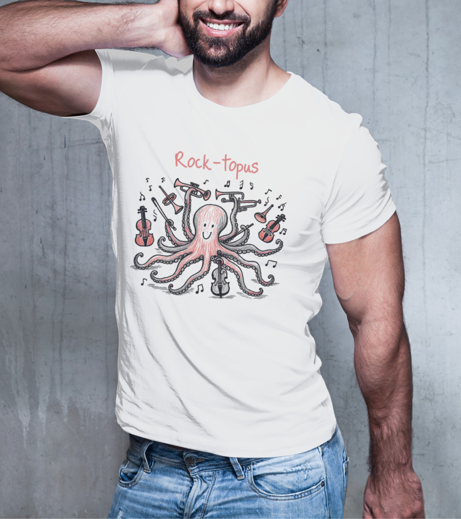 Rock-Topus Musical Octopus With Instruments And Notes T-Shirt