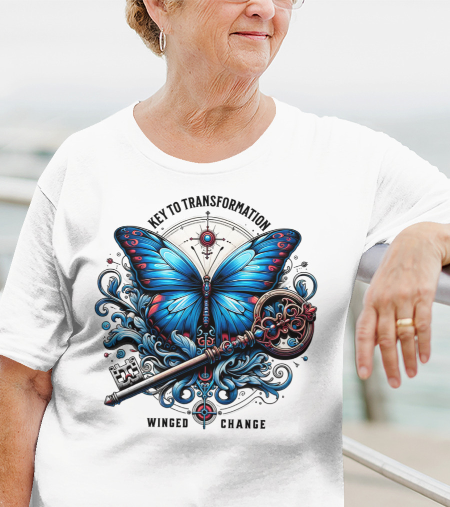 Key To Transformation Winged Change Butterfly And Key T-Shirt